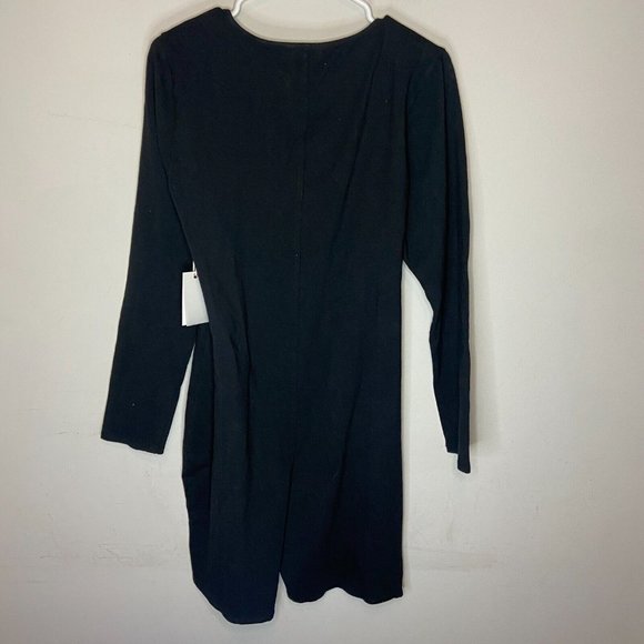 Good American Women 6 Bodysuit Square Neck Long Sleeve Black Cotton Jumper Short - Picture 3 of 11